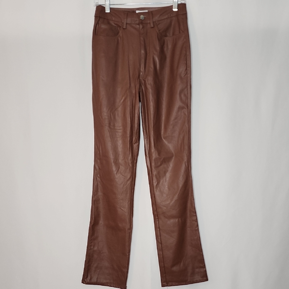 DANIELLE BERNSTEIN Croc Embossed Flare Pants Size 27